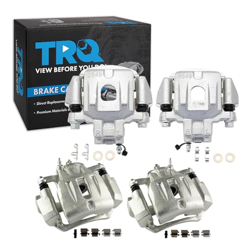 Image of TRQ Front and Rear Brake Caliper Set Zinc Coated Brackets Compatible with 2004-2007 Toyota Highlander