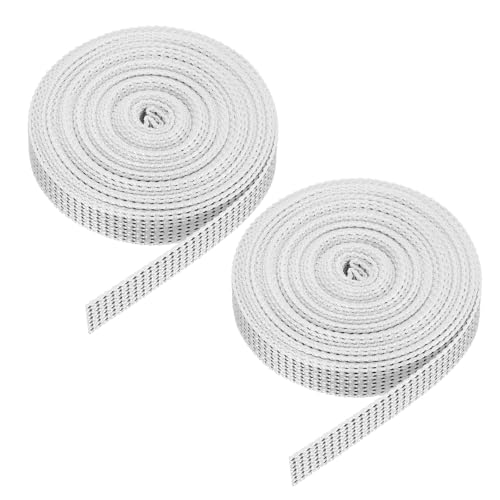 QUARKZMAN 2Pcs Correa para Persianas Enrollables, Cuerda de Reemplazo Fabricado en Polipropileno, Kits de Enrollador Atornillable de Correa Empotrado, Ventanas, (6m x 16mm) Negro/Blanco