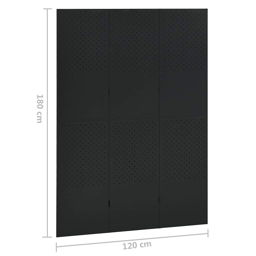 Parawan z 3 panelami 120x180 cm stal czarna
