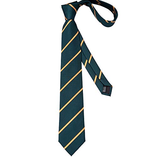 Image of DiBanGu Mens Striped Tie Silk Woven Necktie and Pocket Square Cufflinks Tie Clip Set Wedding Business Formal Gift Tie for Men