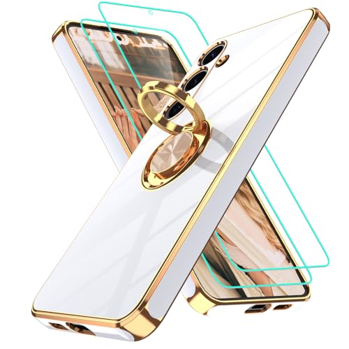 Coque Galaxy S24 Plus antichoc à bord doré pour filmer et visionner vos vidéos en liberté