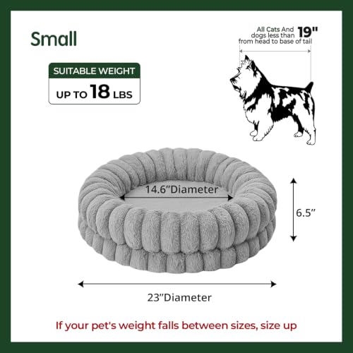 Image of BALANCE Luxury Donut Dog Bed, 24 Inches Round Dog Beds for Small Dogs Washable, Orthopedic Calming Pet Bed for Puppy and Cats with Anti-Slip Bottom (Gray)