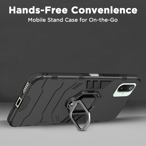 Image of Pikkme Back Cover for Samsung Galaxy F06 5G / M06 5G | D5 Tough Armor | 360 Protection Case | Ring Holder Stand Bumper Case (Black)