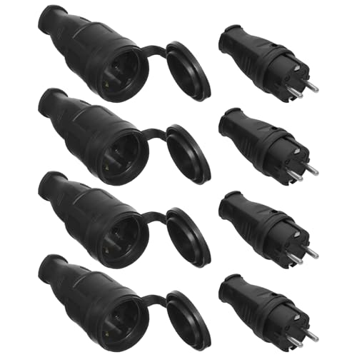 4 Sets Kit Fiche Mâle+Prise Femelle, Fiche Électrique En Caoutchouc Broche, Mâle Et Femelle, 16a 250v Kit De Sécurité En Caoutchouc, Prise Industrielle En...