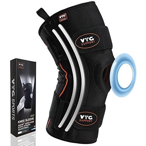 Knee Braces for Knee Pain, VTG SUPPORT Knee Brace with Patella Gel Pad & Side Stabilizers, Knee Compression Sleeves for Men Women, Running, ACL, Injury Recovery, Knee Pain Relief - M