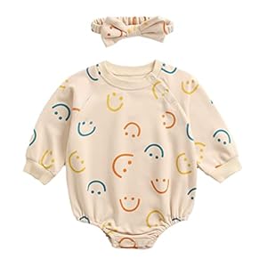 Baby Girl Boy Crewneck Sweatshirt Romper, Long Sleeve Rainbow Pullover Sweater Top Warm Fall Winter Clothes
