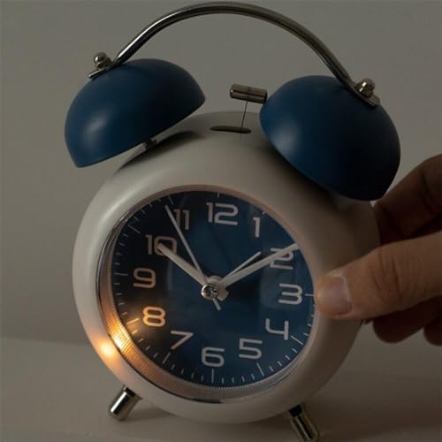 Image of Classic Retro Twin Bell Alarm Clock | Silent Non-Ticking Analog Table Clock with Loud Twin Bell Ringer, Night Light & Luminous Dial for Kids, Students, Bedroom, Study Table & Office Use