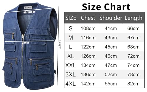 Chaleco vaquero multibolsillos de hombre estilo vintage con cremallera 7