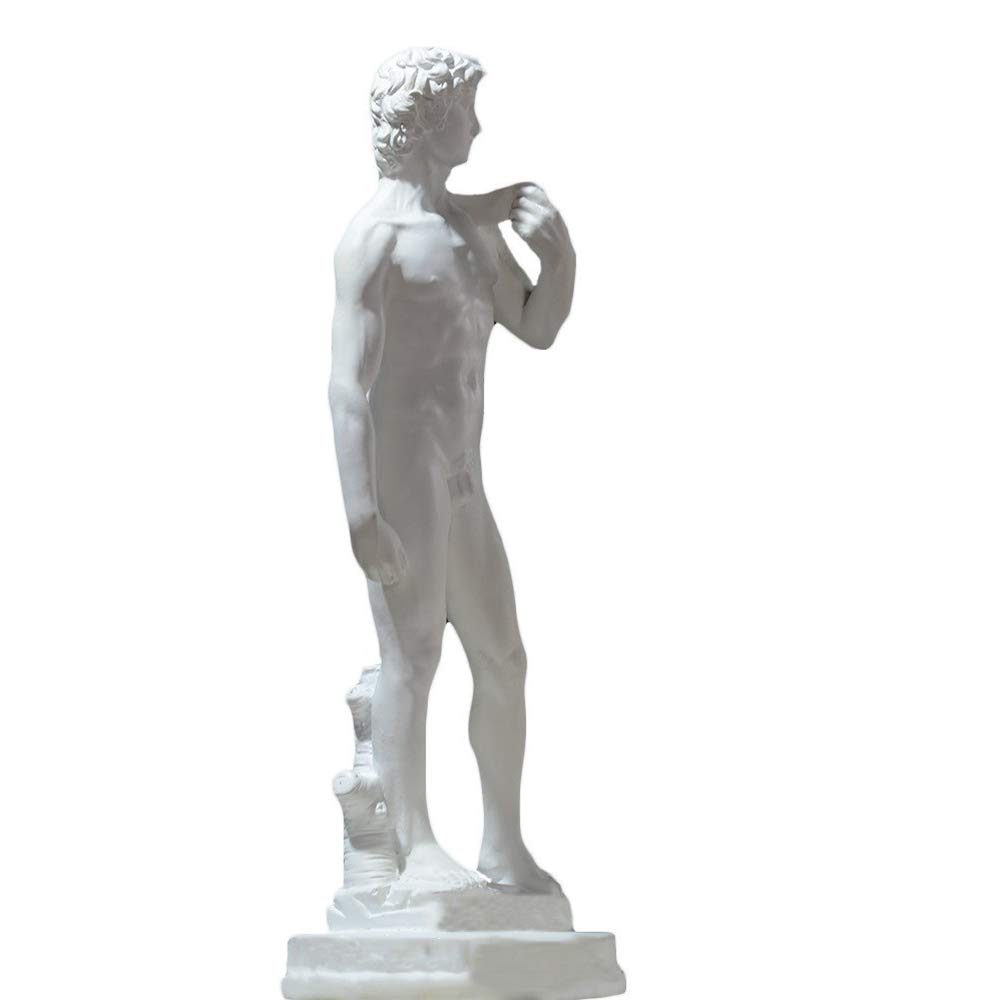 Estatua de David La Figura de David de Miguel Ángel Escultura Resina Escultura de Héroe Clásico para Decoración del Hogar Bosquejo Adornos,Blanco,8x8x24cm(3x3x9inch)