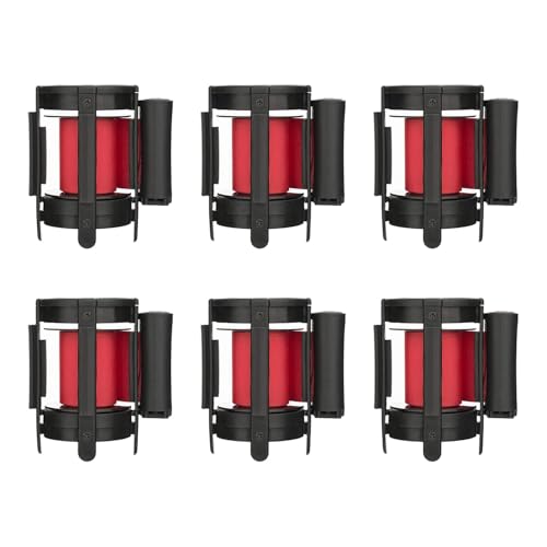 Barrière de ceinture rétractable rouge 2,5m et cassette de rechange DuraSteel lot de 6