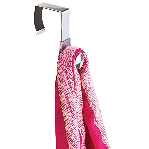 Mdesign Modern Metal And Plastic Office Over The Cubicle Storage Organizer Hooks - Wall Panel Hangers For Hanging Accessories, Coats, Hats, Purses, Bags, Keychain - 2 Pack - Clear/Brushed #TOP6