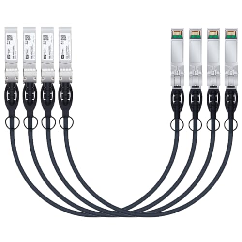 Image of H!Fiber 4 Pack SFP+ Cable, 10G SFP+ DAC, 0.5M(1.64ft), Passive Direct Attach Copper Twinax Cable for Cisco SFP-H10GB-CU0.5M, Ubiquiti UniFi UC-DAC-SFP+, Meraki, Mikrotik, Intel, Fortinet, Netgear