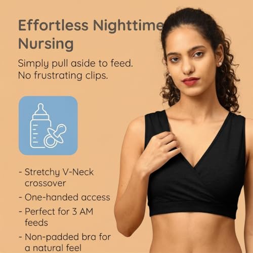 Image of The Mom Store Women's Cotton Maternity and Nursing Sleep Bra Sweat Resistant Convenient Feeding-Combo Pack
