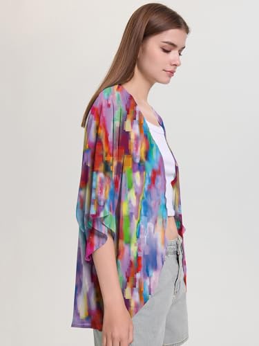 Image of Chunoy Women Short Sleeve Chiffon Kimono Beach Swimsuit Cover Up
