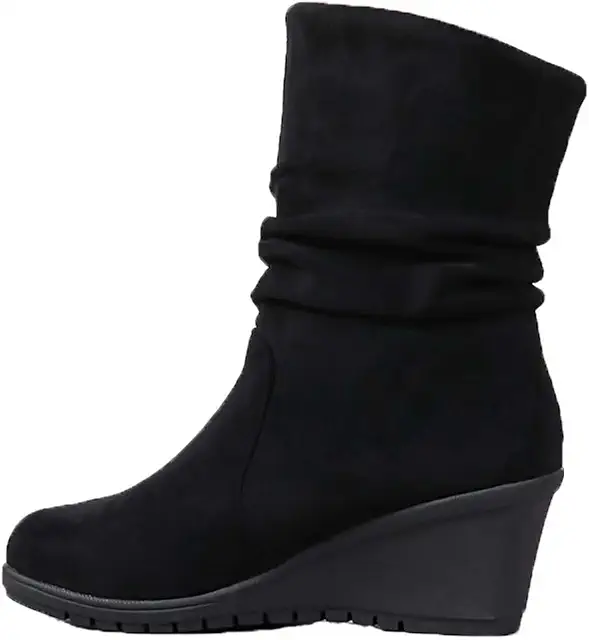 Bottines à talon compensé pour femme - Noir - Largeur H - Doublées cuir - Élégantes