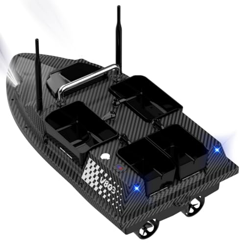 V803 PRO GPS RC Bait Boat with Built-In Sonar Fish Finder High-Speed Fishing Bait Boat 500M Range Auto Return 4 Hopper & Waypoints Remote Contro Carp Fishing Boats