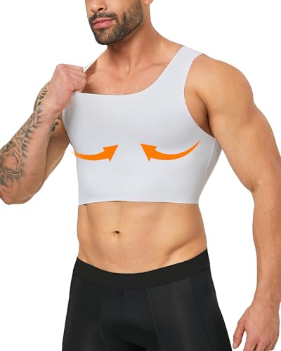 Compression Corest Chest Binder Slimming Tank Top for Hide GynecomastiaTransgender Tomboy Men Women (White, Small)