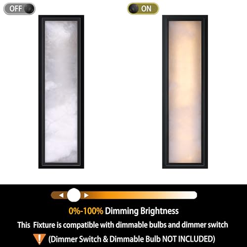 Image of 2 Pack 20 Inch Natural Alabaster Bathroom 20W-3000K LED Home Wall Sconce Modern Concise Style Wall Light Fixture,Black Finish for Bedroom Hallway Bedside Living Room