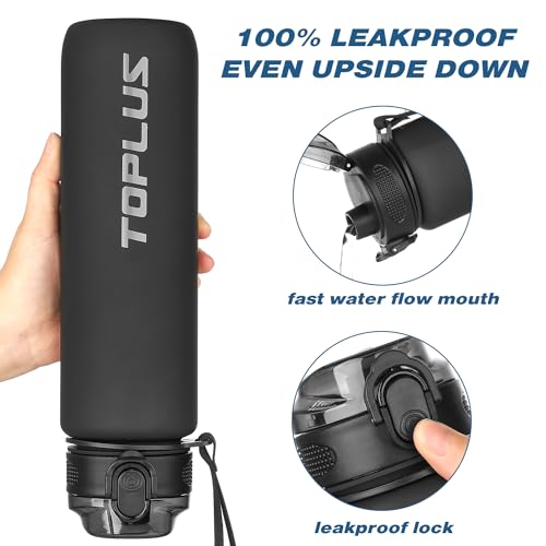 TOPLUS Sports Water Bottle 1L, BPA-Free Tritan Plastic Water Bottle for teenagers adults, sports, hiking, gym, fitness - Image 3