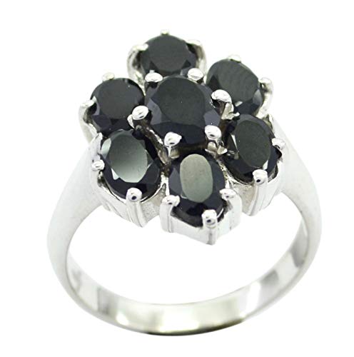 Onyx noir bague argent sterling homme femme gemme ovale naturelle noire 925