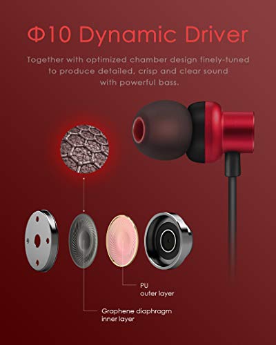 Image of PALOVUE Lightning Headphones Magnetic in-Ear Earphones MFi Certified Earbuds with Mic Controller Compatible iPhone 13 12 11 Pro Max iPhone X XS Max XR iPhone 8 P iPhone 7 P EarflowPlus Metallic Red