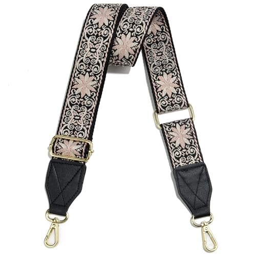 Image of Purse Strap,1.5 inch Leather End Shoulder Strap Adjustable Replacement,Retro Multi-Pattern Crossbody Bag Straps