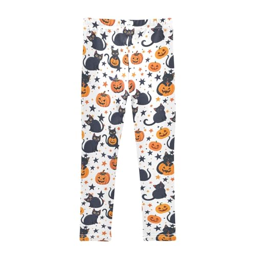 senya Girls Printed Leggings Yoga Pants Black Cat Pumpkin Pattern for Kids in 4t to 10 Years, 4T2