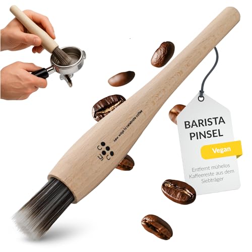 COYOOCO Barista Pinsel Vegan - Siebträger Zubehör zur Reinigung - antistatischer, ergonomischer & nachhaltiger Reinigungspinsel – Espresso Pinsel als hochwertiges Barista Zubehör