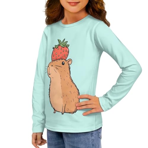 Image of Girls Long Sleeve Shirts Casual Crewneck Soft T-shirts for Girls 3-16 Years Old