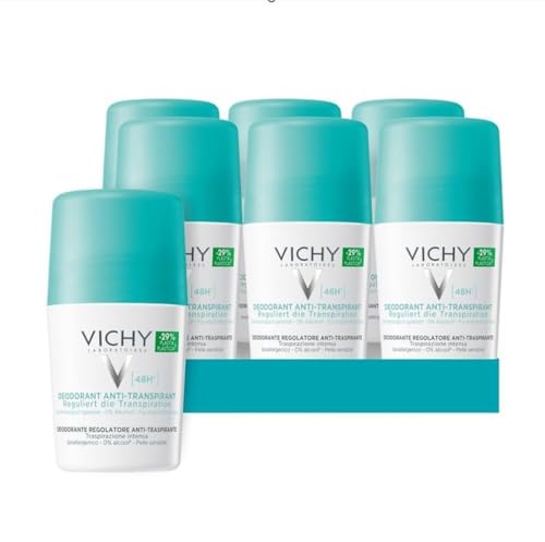 VICHY Anti-Transpirant 48h Roll-On Langanhaltender Schutz bei starkem Schwitzen Für Damen und Herren Für empfindliche Haut Ohne Alkohol und Parabene Dermo Tolerance 6x50 ml