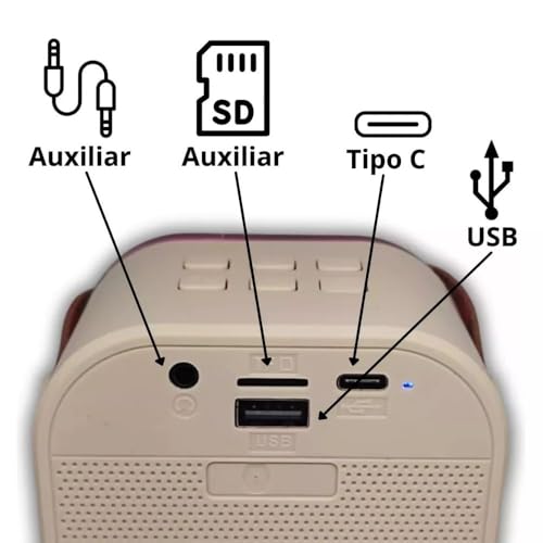 Karaoke Infantil Portátil LED Bluetooth Com 2 Microfones Sem Fio
