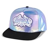 K-Pop Demon Hunters Huntrix Flat Brim Trucker Hat Featuring Iridescent Holographic Material with Huntrix Logo Patch,Purple