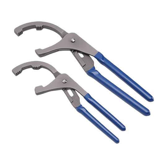 Keenso Oil Filter Wrench Set, 2PCS 9in 12in Adjustable Oil Pliers with Ergonomic Handle for Cars Trucks Engine Filters