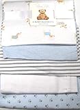 Rene Rolfe 5 Pk.Soft Flannel Baby Receiving Blankets by Bon Bebe 100% Cotton