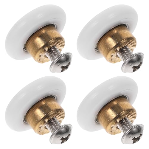 WOONEKY 4 Poleas Redondas de Nailon con Eje de Cobre de 19 MM y Tornillos Rodillos Guía para Puertas Correderas de Baño Piezas de Repuesto Silenciosas para Puertas de Ducha Juego de 4