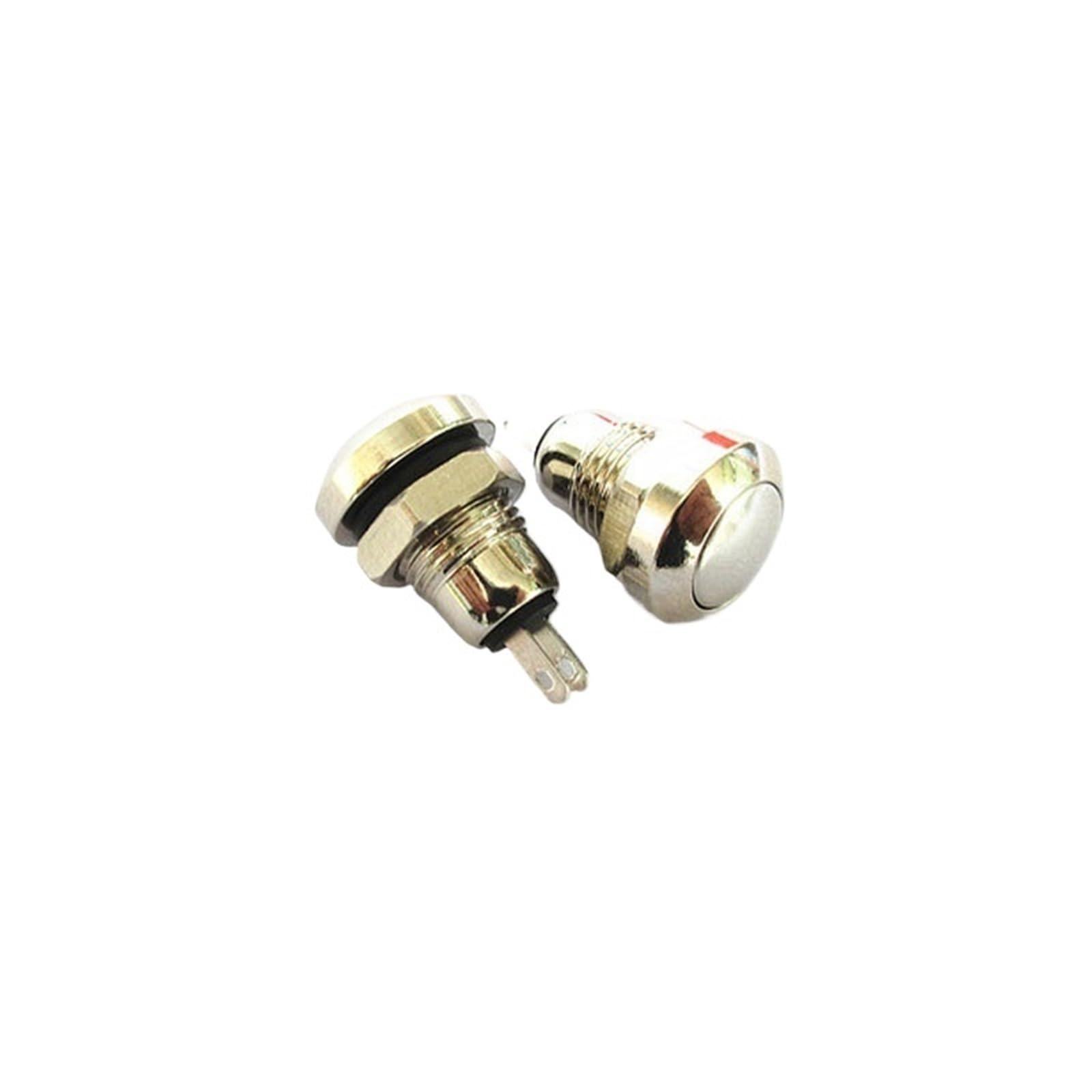 Micro interrupteur d'alimentation en métal robuste avec pointe argentée 8mm 2 broches 5PCS