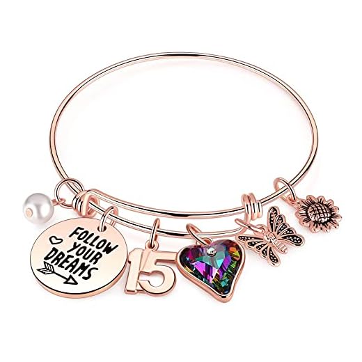 15th Birthday Gifts for Teen Girls, 15 Year Old Birthday Gifts for Daughter Granddaughter Birthday Bracelets for Twins Birthday Present Happy 15th Birthday