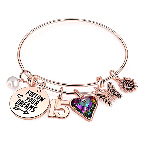Image of Ursteel Birthday Gifts for Women Girls Bracelet, Birthday Charm Bracelets 10th 20th 30th 40th 50th 60th 70th 80th 90th Birthday Gift for Daughter, Sister, Friend, Teen Girls, Mom, Grandma