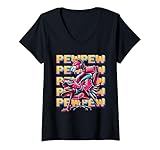 Photo Gallery donna carino gioco flamingo pew videogioco per uomini ragazzi bambini donne maglietta con collo a v Photo Gallery donna carino gioco flamingo pew videogioco per uomini ragazzi bambini donne maglietta con collo a v