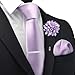 Branduce Mens Lavender Tie for Wedding Solid Satin Silk Blend Necktie Pocket Square Tie Clip and Lapel Pin Brooch Set (TA14-04)