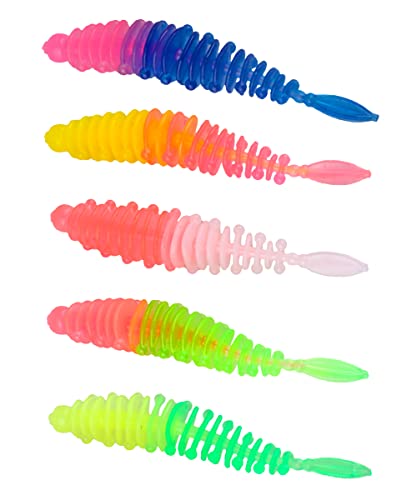 Mavicen Appâts de Pêche Souples 5.5cm Worm Pêche Portable Artificielle Leurre Souples de Pêche à la Truite Appât Pêche Leurres Ensemble en Caoutchouc avec Boîte Cover