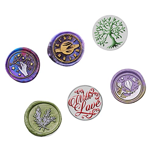 シーリングワックス 蝋封 シーリンスタンプ スタンプ 祝福 告白 記念日 結婚祝い 生命の樹 ローズマリー 星空 with love 惑星 時計 月 星 手紙 印章 プレゼントに (銅頭6本セット)