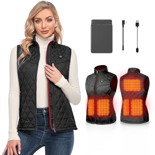 Vofuoti Heated Vest Women with Battery Pack Included, Lightweight USB Rechargeable Electric Heating Vest