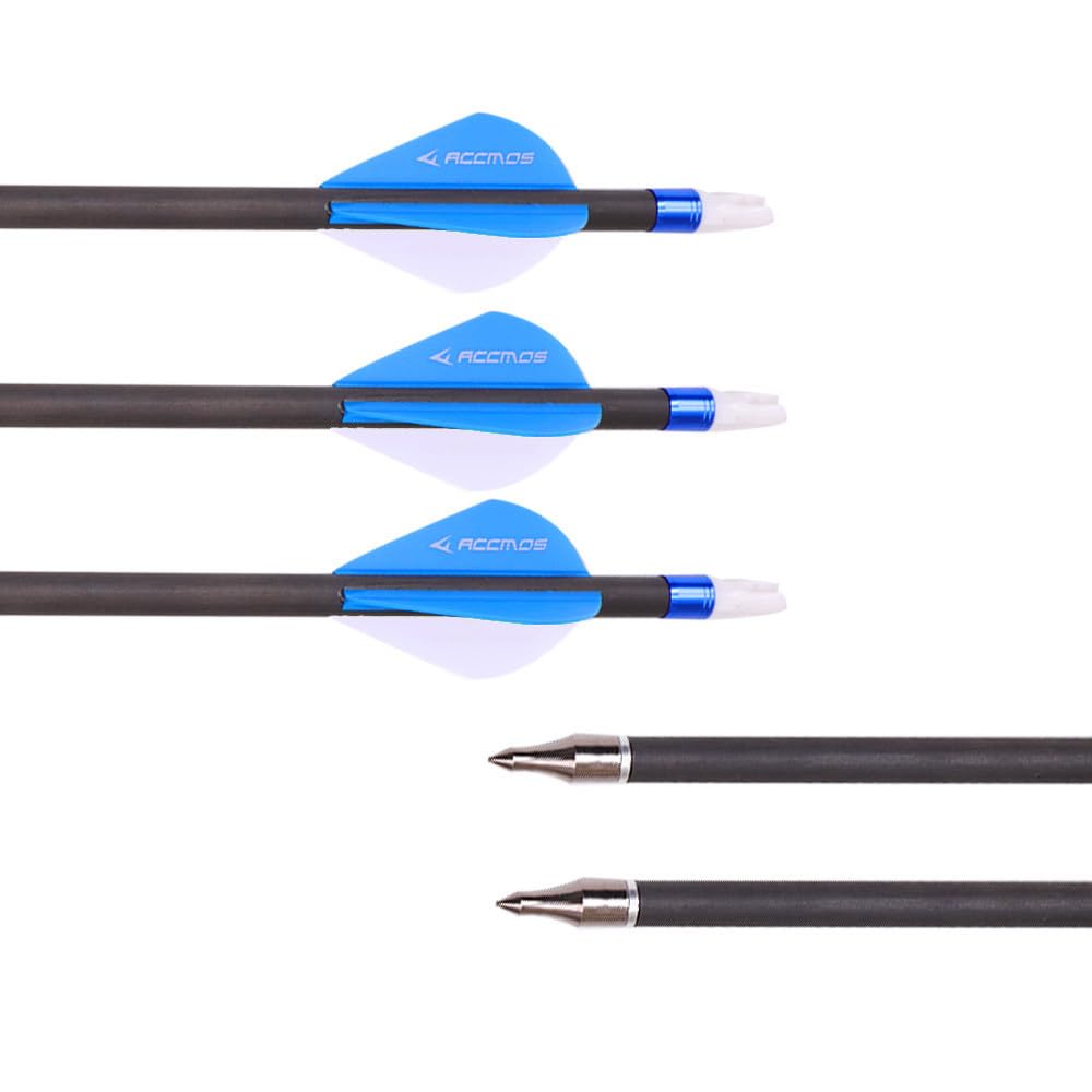 6/12pc Lunghezza Personalizzata Frecce in Carbonio 300/350/400/500/600/700/800 Spine 2" Piume di Plastica Freccia per Bersagli Freccia da Caccia per Arco Ricurvo Arco Composto Tiro con L'Arco