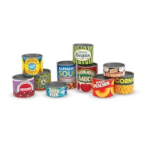 Melissa & Doug Let’s Play House, 10 Grocery Cans with Removable Lids, Toy Food & Play Kitchen Accessories, Preschool Learning Toys for Girls & Boys 3+