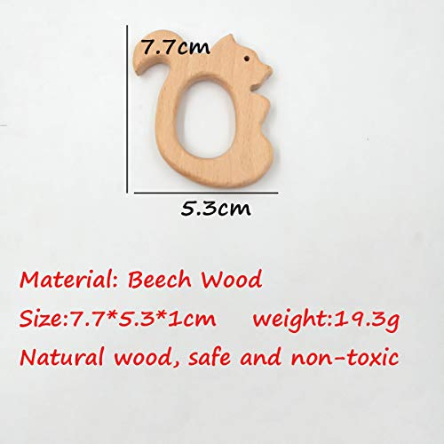 Image of 2pcs Lovely Cartoon Wood Pure Natural Animal Shape Beech Wooden Handmade DIY Necklace Pendant Decorations (Squirrel)