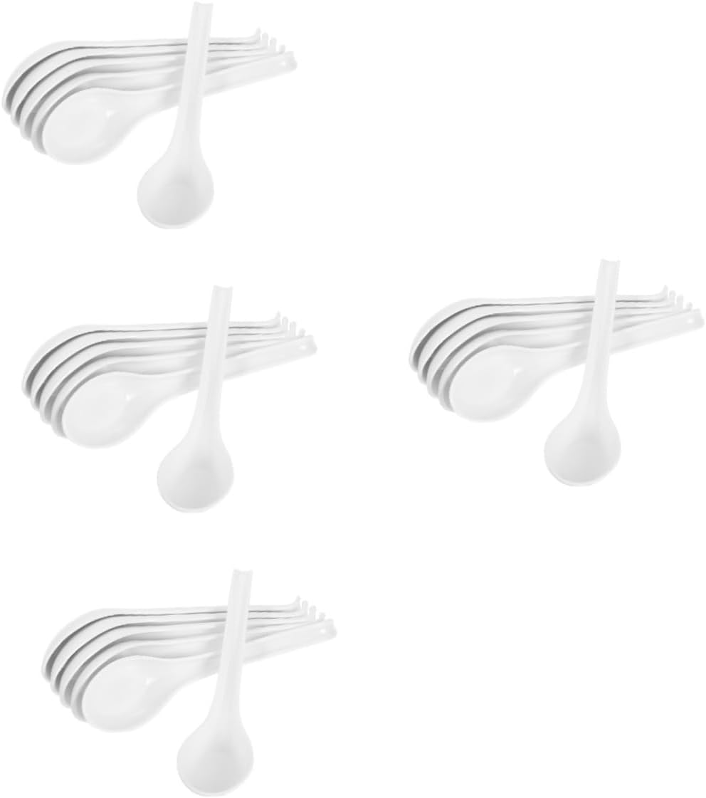 STOBAZA 4sets Asian Soup Spoons Japanese Ramen Spoons Elegant Design for Noodles Rice Oatmeal for Dining and Restaurants 6pcs*4