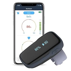 Pulsossimetro Bluetooth, monitor di saturazione di ossigeno, wireless con promemoria audio su dispositivo e smartphone APP gratuita, misuratore di frequenza cardiaca SpO2 ricaricabile per adulti
