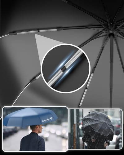 Image of ISABRELLA Umbrella for Women - 10-Rib Folding Umbrella with UV Protection, Black Coating, Wind & Rain Resistant, Safe Close Design, Durable, Lightweight, and Compact for Travel