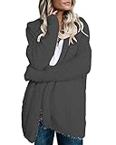 Minetom Damen Herbst Winter Strickjacke Cardigan Mit Kapuze Beiläufige Langarm Knit Mäntel Oberbekleidung Kimono Tops Kapuzenpullover Grau DE 42